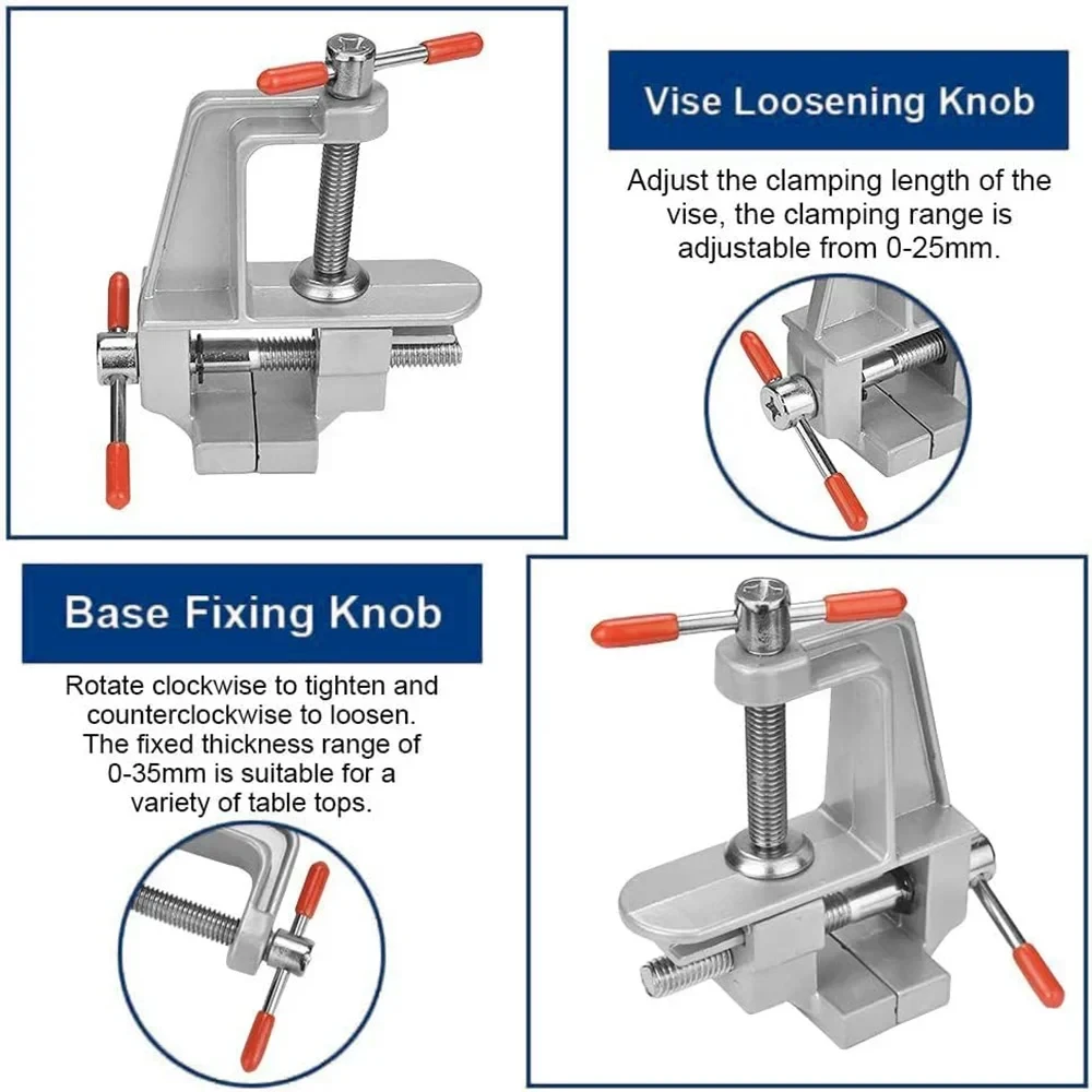 Mini Aluminum Bench Vise – 3.5" Clamp-On Hobby & Jeweler Vise - Image 2