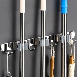 Stainless Steel Wall Mount Broom & Mop Holder Hook