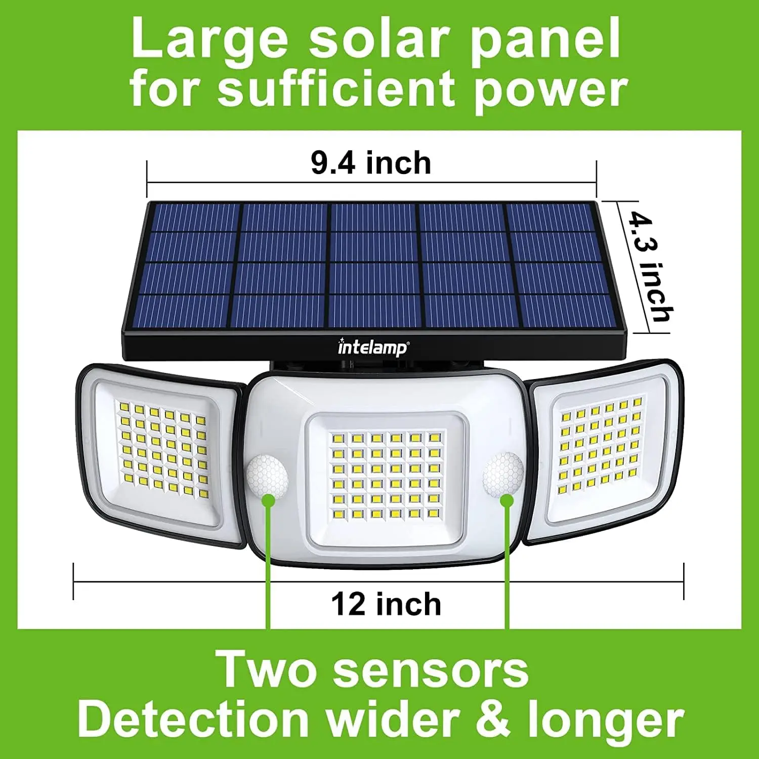 Solar Motion Sensor Flood Light – 3 Adjustable Heads, 270° Wide Angle Solar Motion Sensor Flood Light – 3 Adjustable Heads, 270° Wide Angle