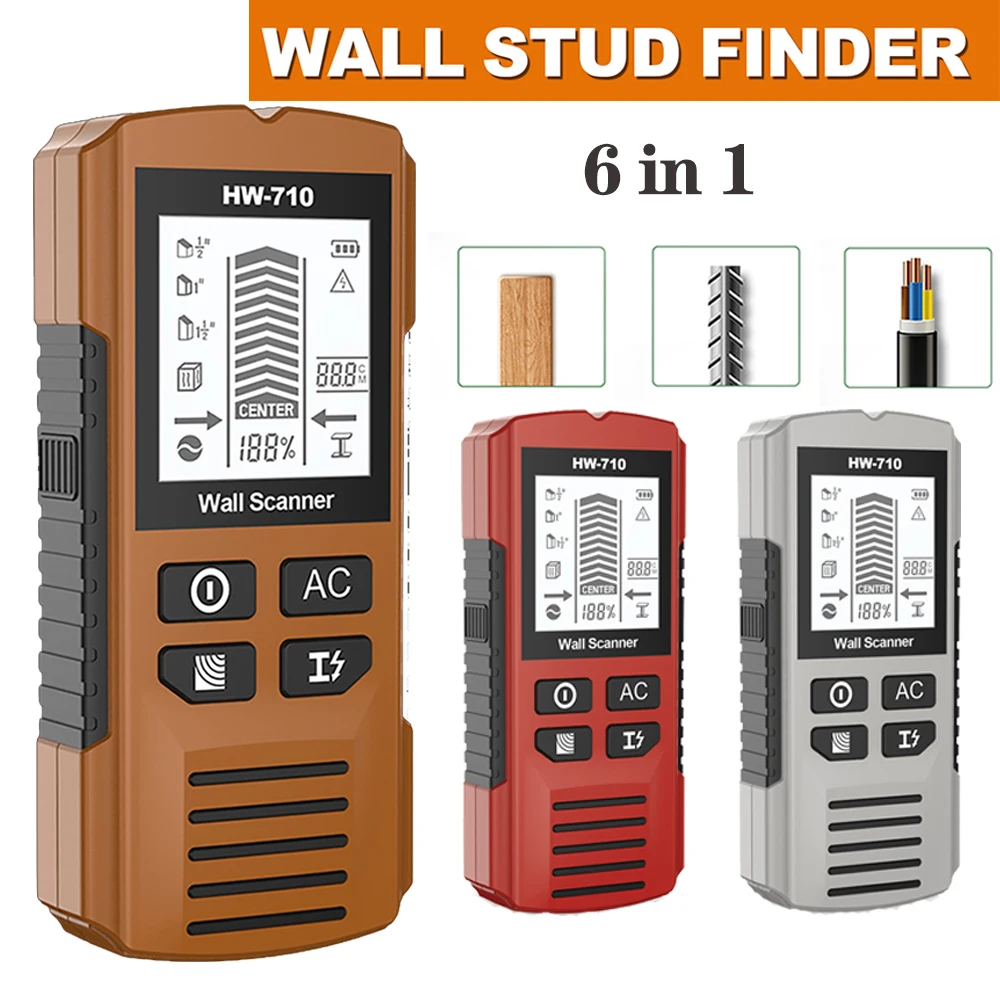 6-in-1 LCD Wall Scanner Stud Finder – Wood, Metal & AC Wire Detector 6-in-1 LCD Wall Scanner Stud Finder – Wood, Metal & AC Wire Detector