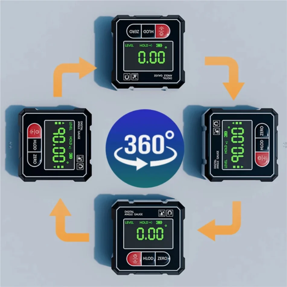 Dual-Side Digital Protractor Inclinometer with Magnetic Base & Laser Level - Image 6