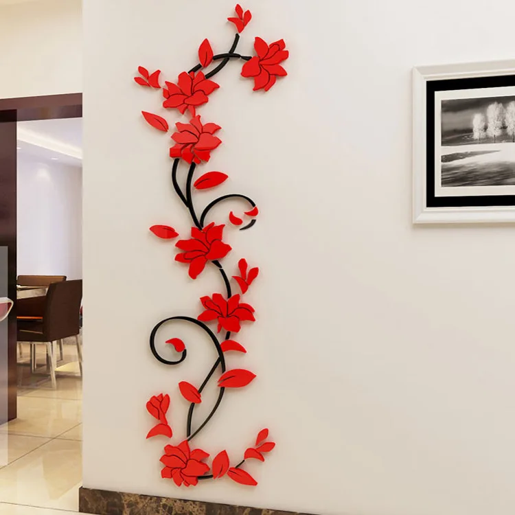 3D Crystal Rose Vine Wall Stickers – Home Décor Accent - Image 3