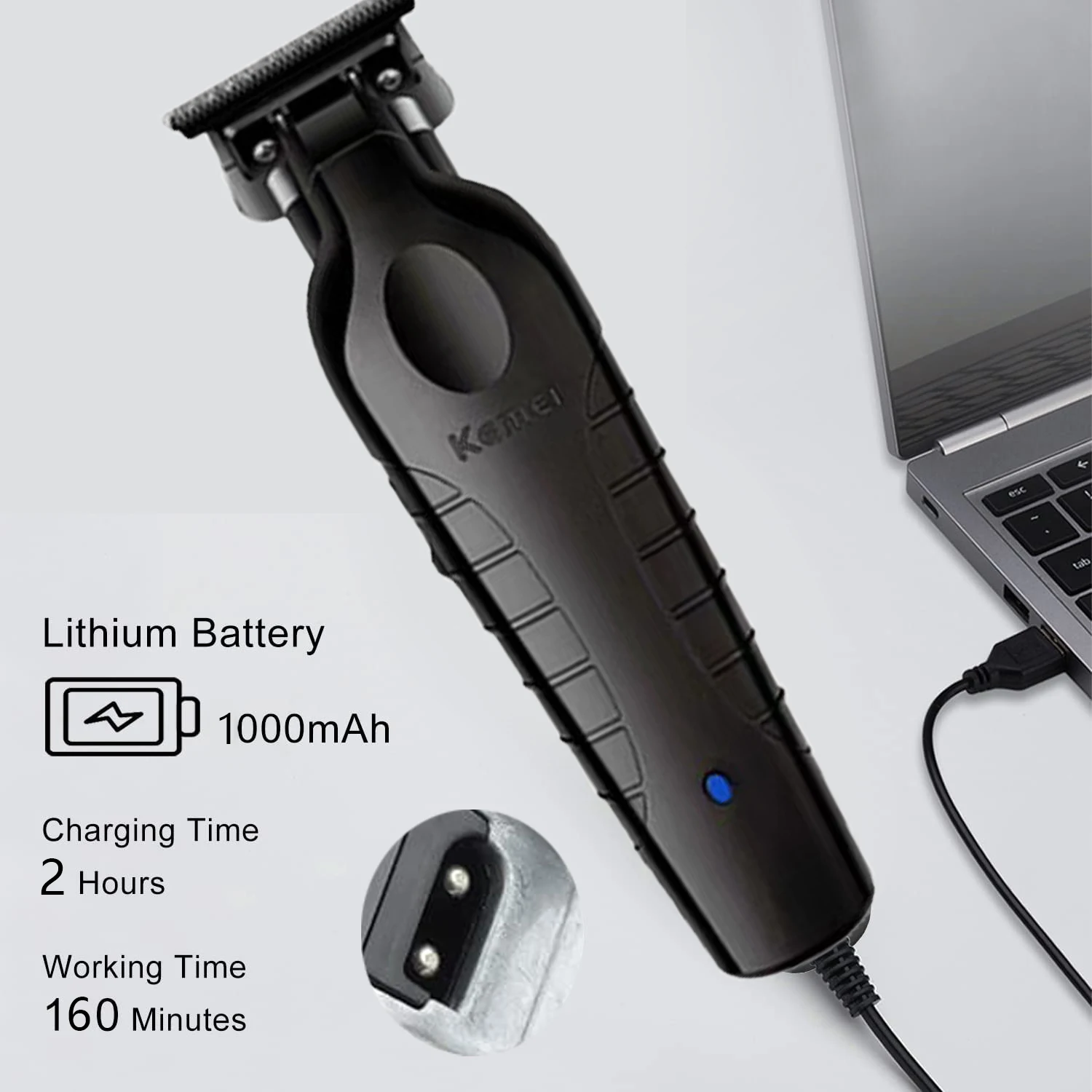 Kemei KM-2299 Professional Hair Clipper USB Rechargeable 1200mAh - Image 2