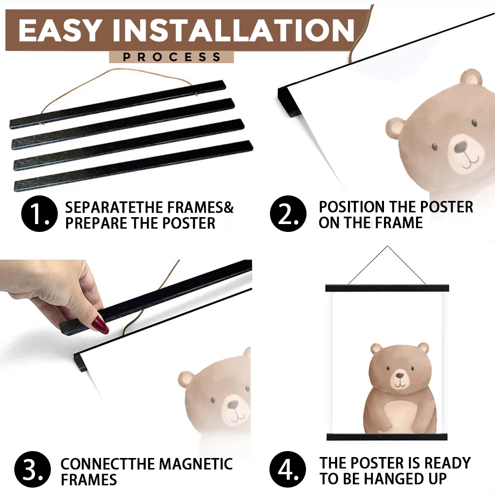 Magnetic Wood Poster Hanger Frame for Wall Art & Home Decor - Image 3