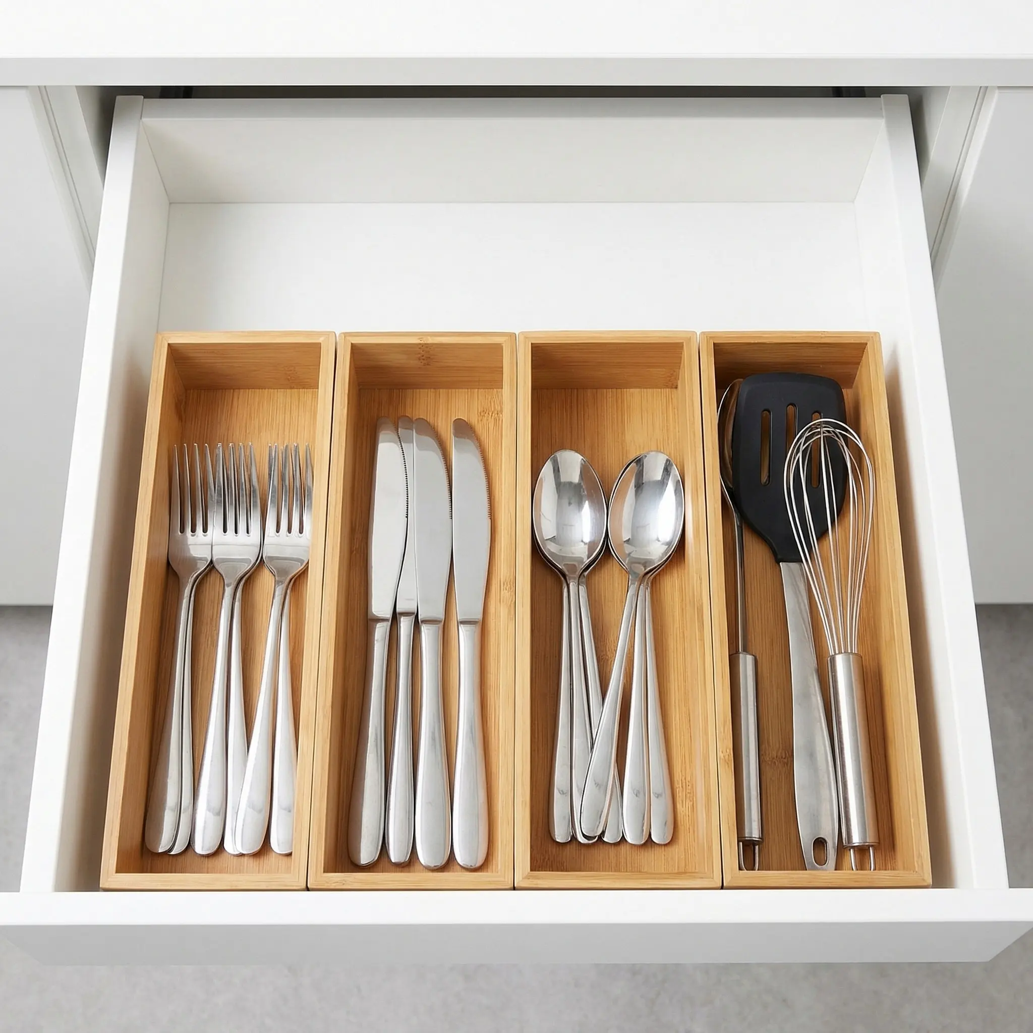 Bamboo Drawer Organizer Boxes – Set of 4, Minimalist Design - Image 2