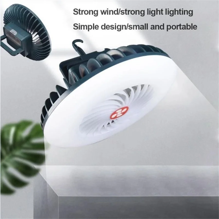 2 in 1 Camping Fan Light Multifunction LED Rechargeable Tent Hanging Fan Lamp Portable Summer Cool Fan Lantern with Power Bank - Image 3