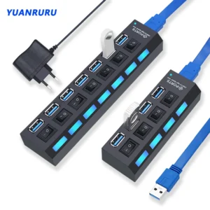 USB Hub with Individual Switches – 4 or 7 Port Splitter