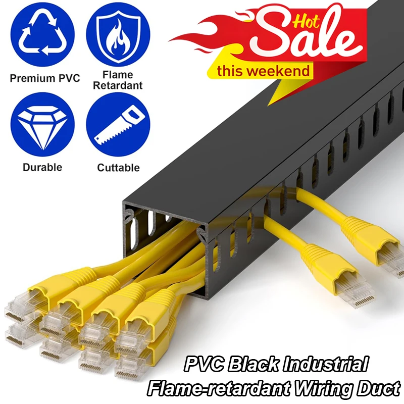 Black PVC Flame-Retardant Cable Management Duct Black PVC Flame-Retardant Cable Management Duct