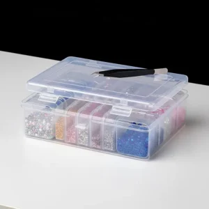 Clear Plastic Storage Organizer Box with Latch and Compartments