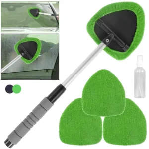 Telescopic Car Windshield Cleaner Set with Microfiber Pads