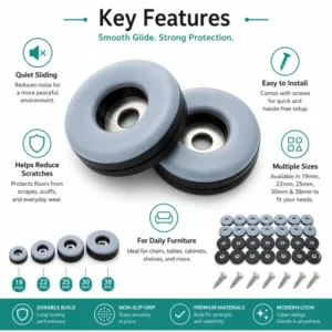 Furniture Leg Slider Pads with Screw – Anti-Scratch Floor Protectors