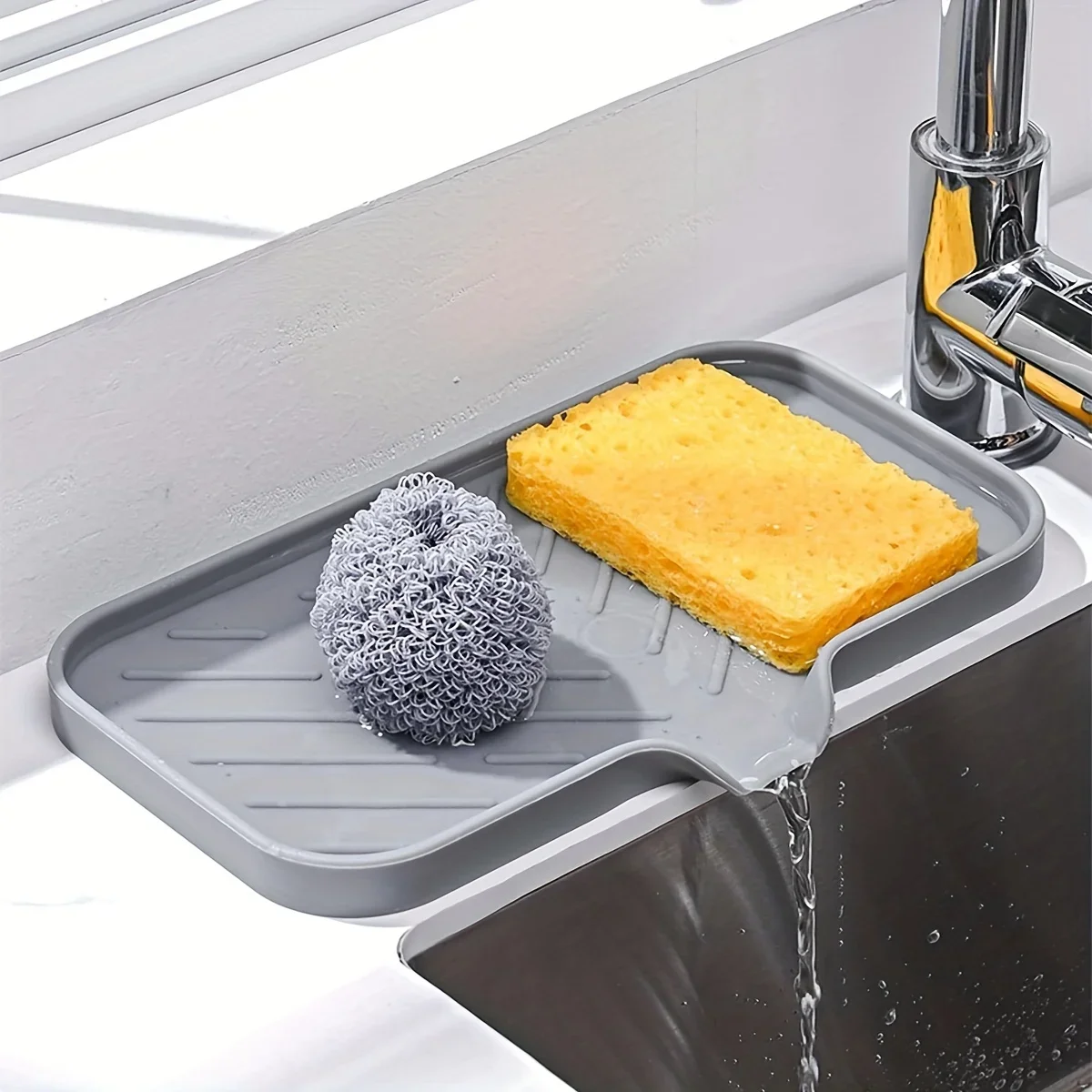 Silicone Sink Tray with Drain – Soap & Sponge Holder for Kitchen Silicone Sink Tray with Drain – Soap & Sponge Holder for Kitchen