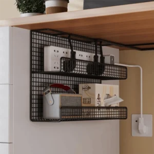 Under-Desk Cable Management Tray with Clamp – No Drill Metal Organizer