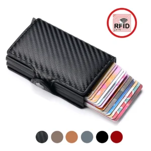 Carbon Fiber RFID Slim Wallet for Men – 14 Card Slots