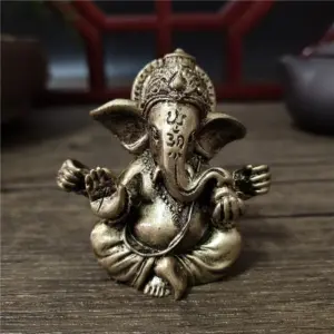 Bronze-Tone Lord Ganesha Resin Statue for Home Decor