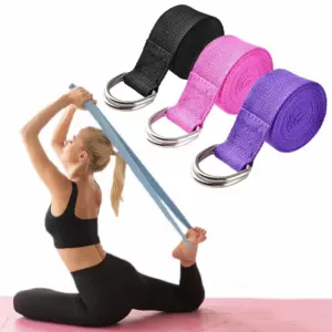Adjustable Cotton Yoga Strap with D-Ring Buckle