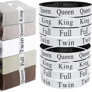 Elastic Bed Sheet Storage Bands with Labels – Set of 4