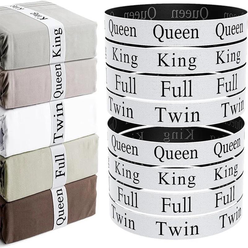 Elastic Bed Sheet Storage Bands with Labels – Set of 4 Elastic Bed Sheet Storage Bands with Labels – Set of 4