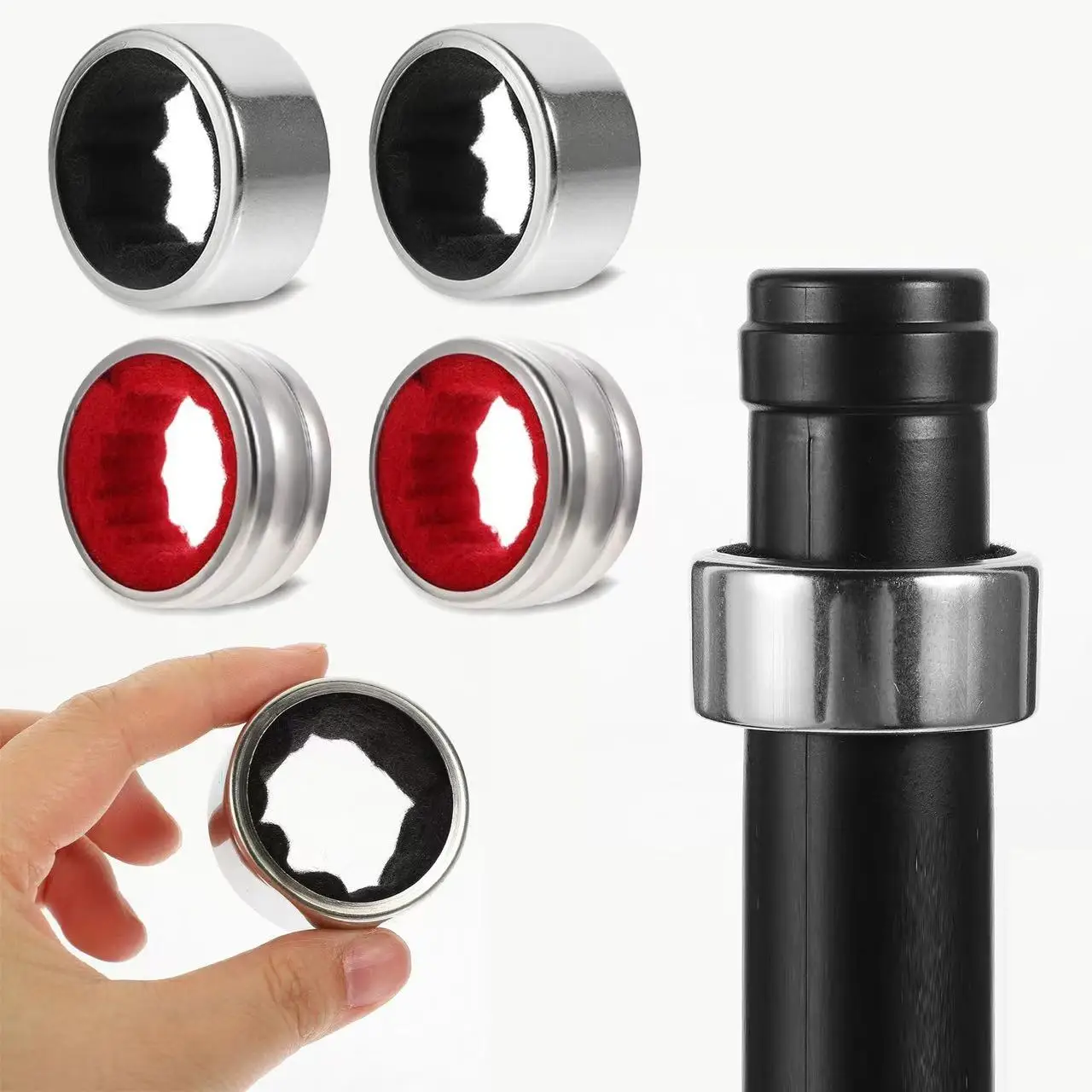 Stainless Steel Wine Bottle Drip Collar with Velvet Lining Stainless Steel Wine Bottle Drip Collar with Velvet Lining