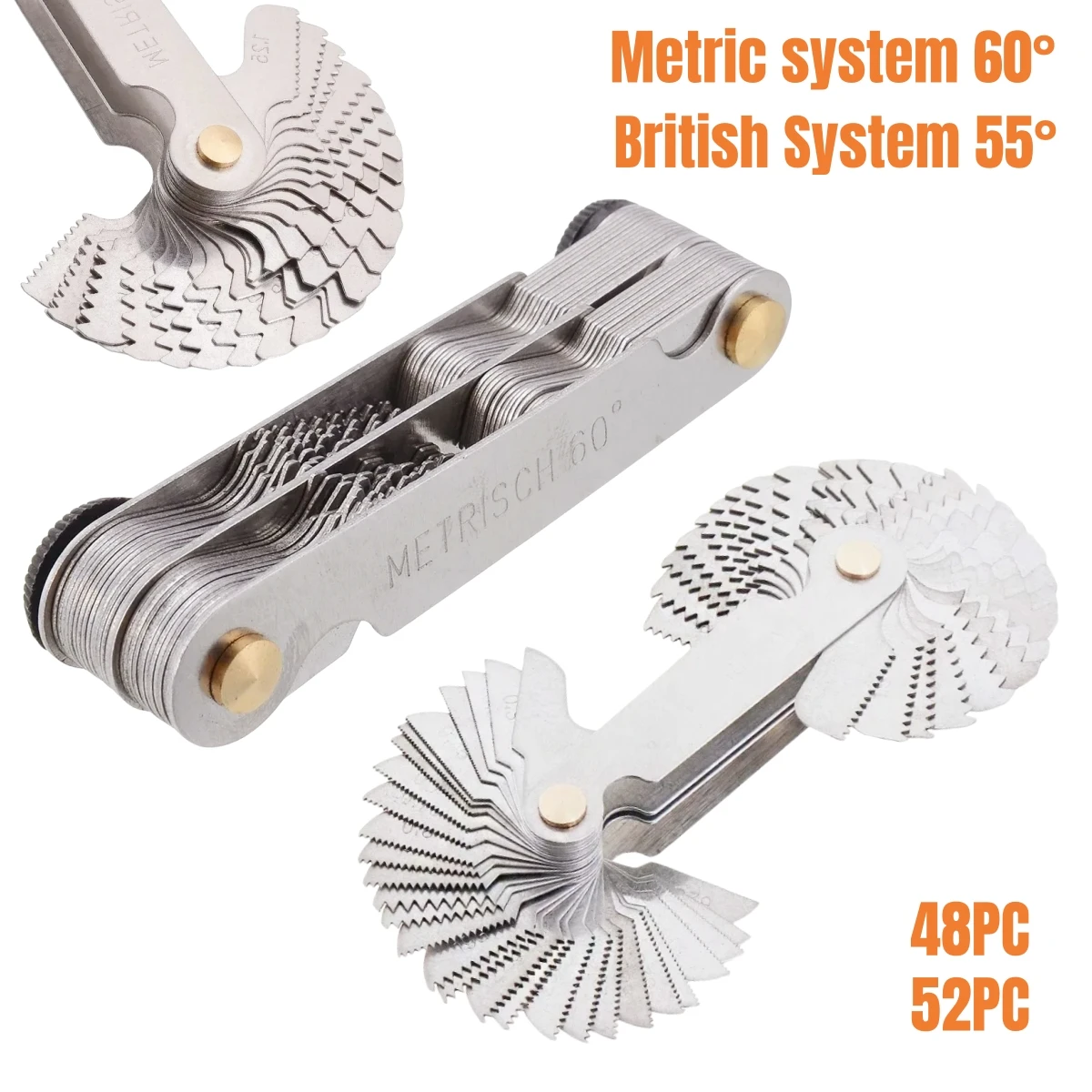 Metric & Inch Thread Pitch Gauge Set 55/60 Degree Steel Metric & Inch Thread Pitch Gauge Set 55/60 Degree Steel