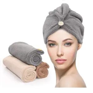 Microfiber Hair Towel Wrap with Button Closure – Quick Dry