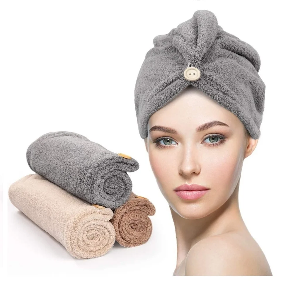 Microfiber Hair Towel Wrap with Button Closure – Quick Dry Microfiber Hair Towel Wrap with Button Closure – Quick Dry
