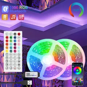 RGB 5050 LED Strip Lights with Bluetooth Control – 3m to 30m