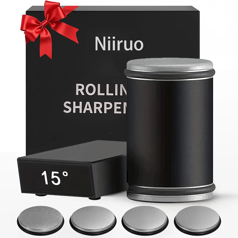 Rolling Knife Sharpener with Dual-Angle Diamond Stone Rolling Knife Sharpener with Dual-Angle Diamond Stone