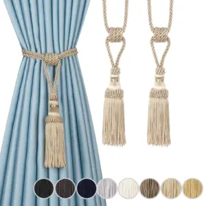 Tassel Curtain Tieback Rope with Decorative Clip Holder