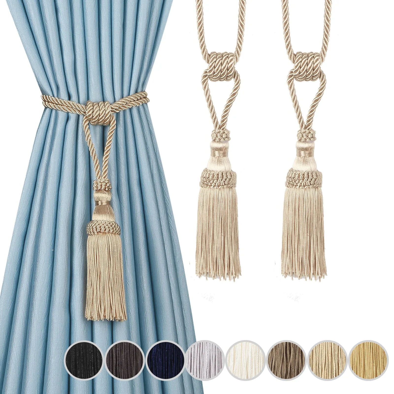 Tassel Curtain Tieback Rope with Decorative Clip Holder Tassel Curtain Tieback Rope with Decorative Clip Holder